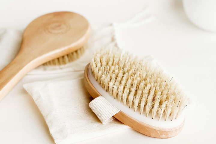 Dry Brushing Body Brush Set of 2, Natural Bristle Dry Skin