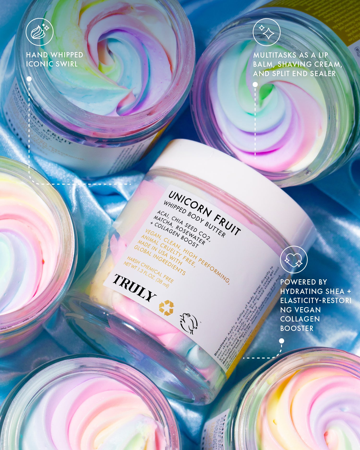 Unicorn Fruit Whipped Body Butter, Daily Deep Hydration, Dry skin solution,  Cult favourite, Vegan, superfood ingredients, Glowing + Hydrated Skin –  Truly Beauty